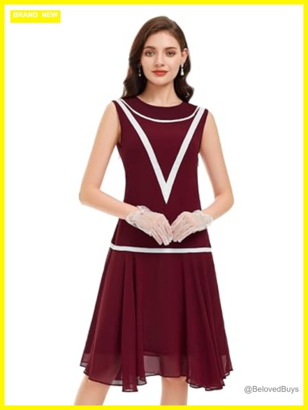 Chiffon Flapper Dress 1920s Low Waist Vintage Gatsby Party